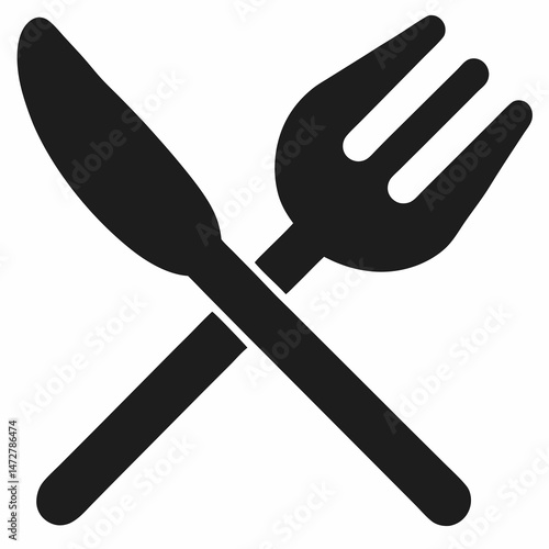 Crossed Fork and Knife Icon Vector for Restaurant, Food, Dining, and Culinary Graphics

