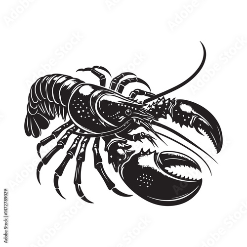Lobster Silhouette Vector Illustration White Background