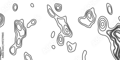 Design an artwork or concept that uses only black topographic contour lines to represent a landscape, emotion, or abstract idea. Let the absence of color heighten the focus on form, elevation, 