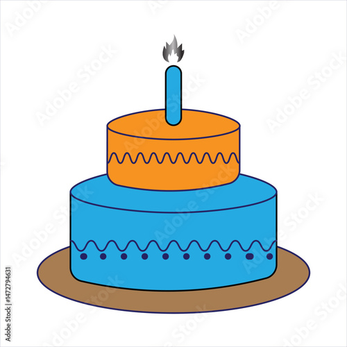 Birth day cake logo icon with color shape