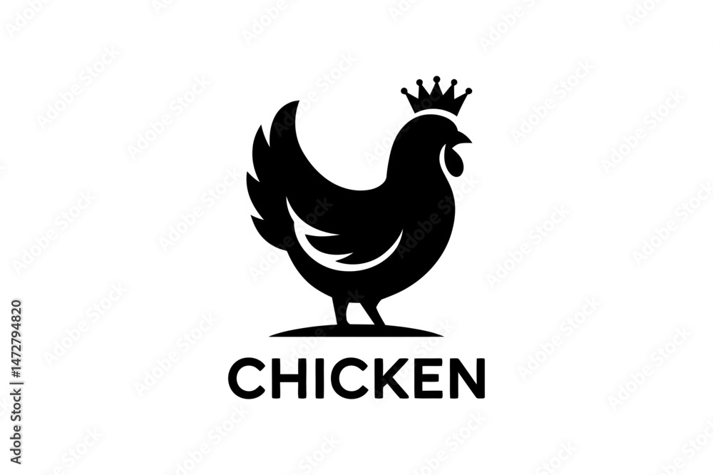Obraz premium Chicken with crown logo poultry farm branding design