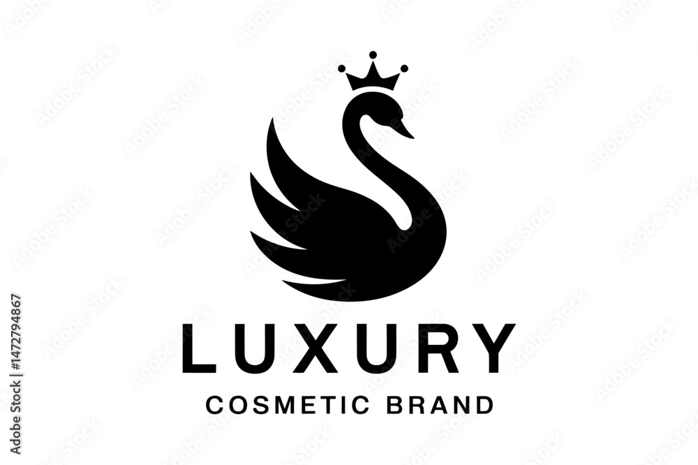 Obraz premium Luxury swan cosmetic brand logo design and vector