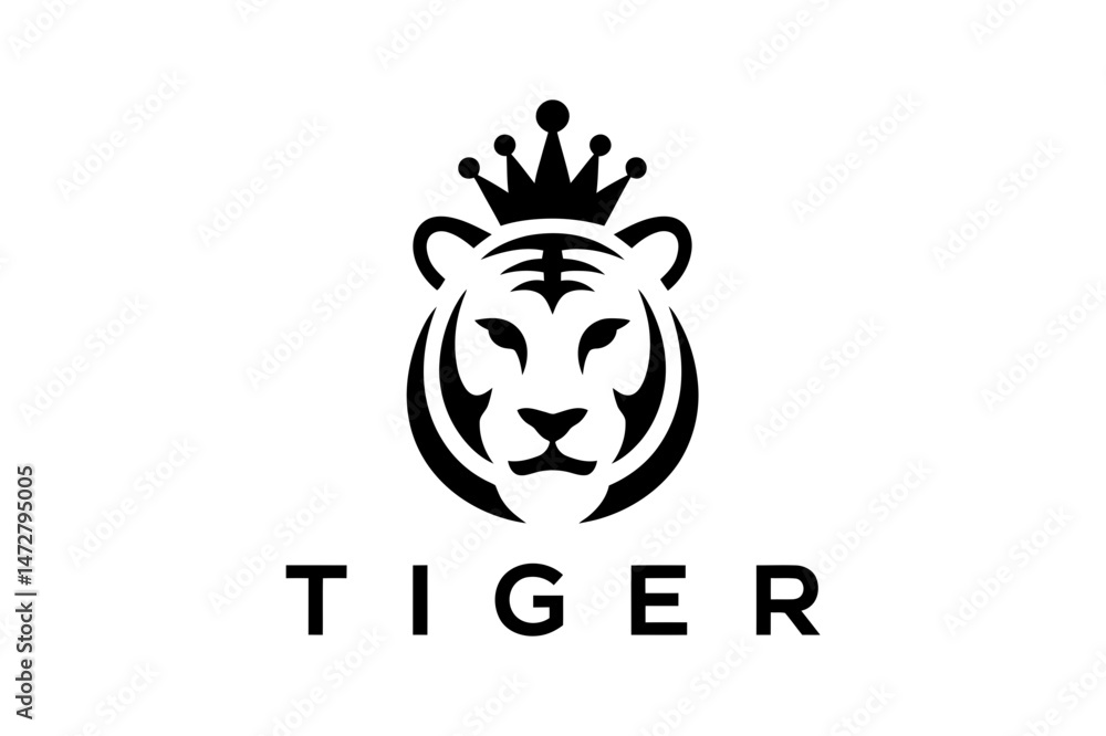 Fototapeta premium Elegant tiger king logo design vector illustration