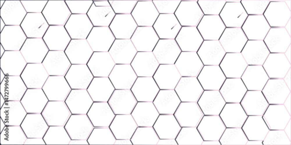 Naklejka premium Abstract square digital grid pattern background with hexagons. Modern hexagon polygonal technology vector.. Black Hexagonal Pattern Metallic background with black and gold.