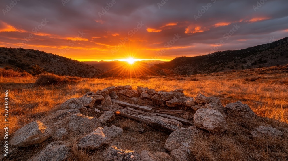A breathtaking sunset illuminates a rocky landscape, creating a stunning visual display of nature’s beauty and evoking feelings of awe and serenity in the viewer. A breathtaking sunset illuminates a rocky landscape, creating a stunning visual display of nature’s beauty and evoking feelings of awe and serenity in the viewer.