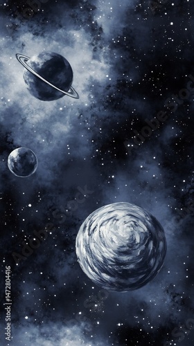 Cosmic themed mobile wallpaper design featuring swirling alcohol ink resembling planetary motion ideal astrology or space lovers
