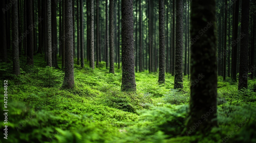 A serene forest landscape featuring tall trees and lush ferns, inviting viewers to immerse themselves in the calming scents and sights of nature's vibrant greens. A serene forest landscape featuring tall trees and lush ferns, inviting viewers to immerse themselves in the calming scents and sights of nature's vibrant greens.