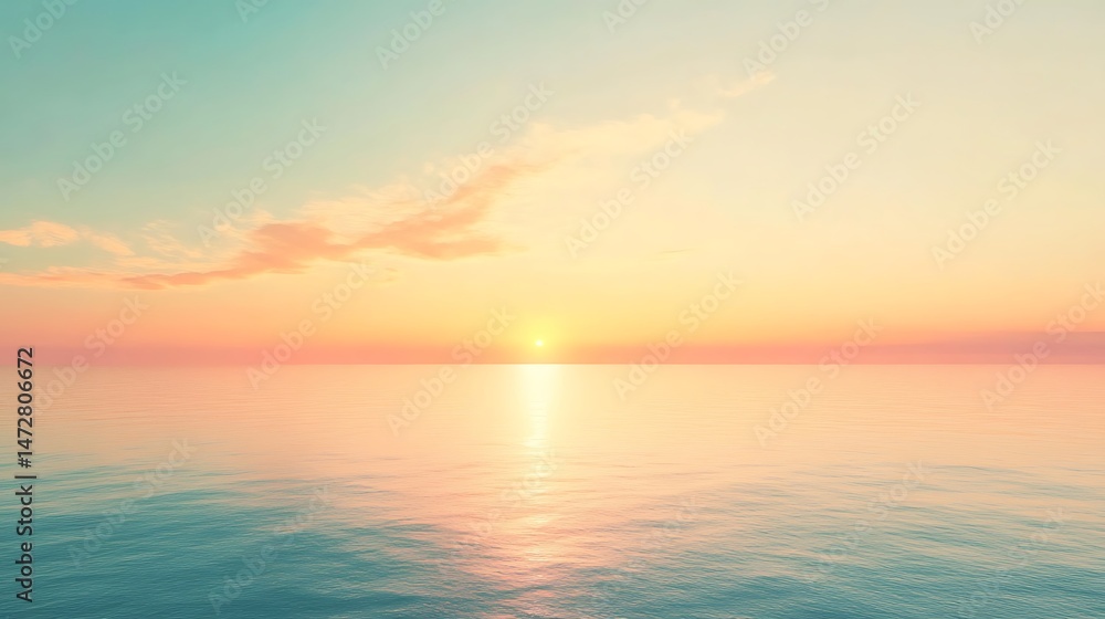 Naklejka premium Serene Sunset Ocean Seascape.
