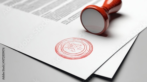 Approved Document Rubber Stamp & Official Seal on Paper