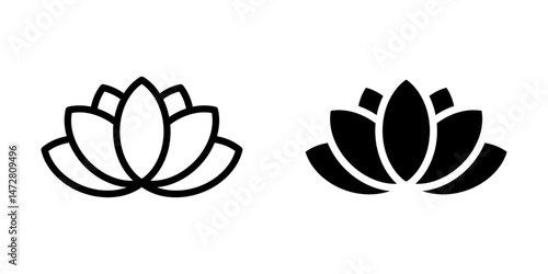 Lotus Icon set. Symbol isolated white background. vector illustration. color editable.