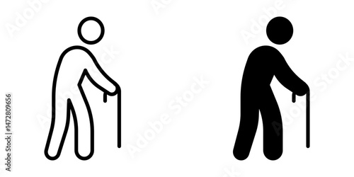 old man Icon set. Symbol isolated white background. vector illustration. color editable.