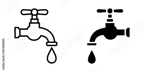 Water tap Icon set. Symbol isolated white background. vector illustration. color editable.
