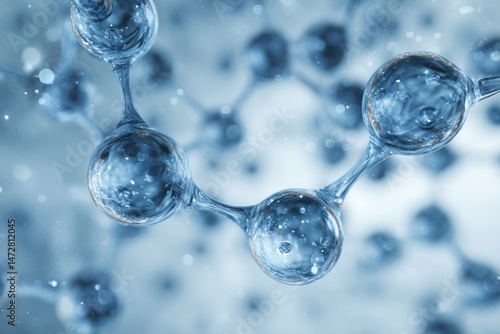 Wallpaper Mural Molecule structure with blue spheres connected representing scientific concept. Torontodigital.ca