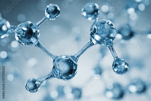 Wallpaper Mural Molecular structure with spheres connected by rods on a light blue background. Torontodigital.ca