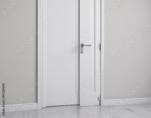 Wallpaper Mural Crisp white door; minimalist handle, closed position ,  contemporary,  simple,  isolated Torontodigital.ca