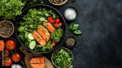 Wallpaper Mural A wholesome and vibrant plate of salmon salad that showcases the perfect blend of fresh greens and invigorating flavors, promoting a healthy lifestyle and culinary delight. Torontodigital.ca