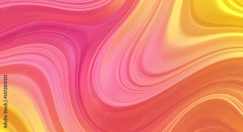 Obraz premium Abstract Swirling Pink and Yellow Hues: A Vibrant Digital Artwork
