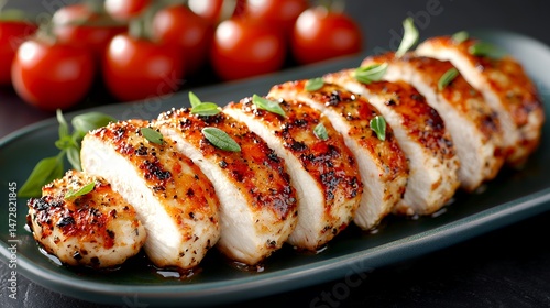 Wallpaper Mural Sliced Chicken Breast with Tomatoes Torontodigital.ca