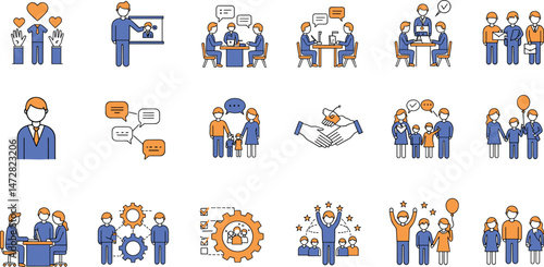 People icon set. Collection of team, person, group, family, human and more. Vector illustration.