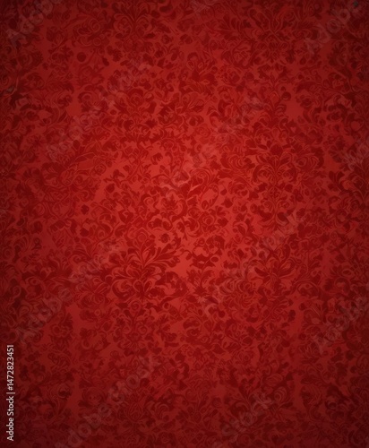 Intricate red damask pattern vintage wallpaper, background, classic, backgrounds