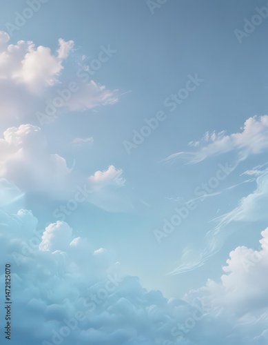 Soft, blurred light blue abstract background featuring delicate gradient clouds  Ideal for gentle designs ,  design,  light blue gradient