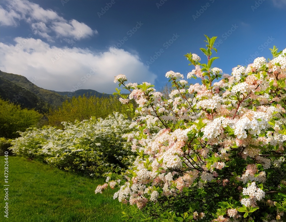 Fototapeta premium blooming shrubs in springtime