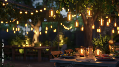 Outdoor summer party with natural light on a sunny day