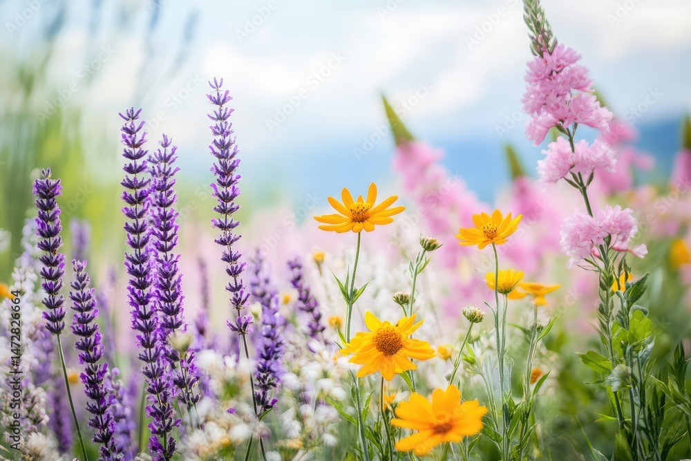 Obraz premium Vibrant summer flowers in a garden