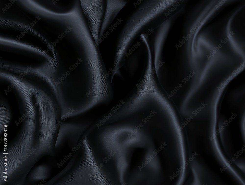 Fototapeta premium Abstract dark fabric texture with swirling patterns and soft highlights.