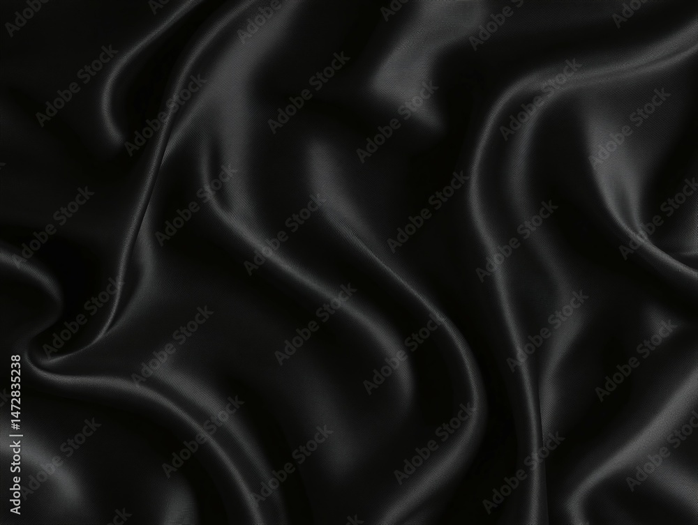 Fototapeta premium Dark fabric with soft folds and subtle highlights creates a luxurious texture.