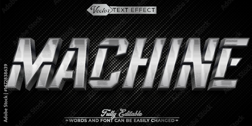 Obraz premium Silver Machine Vector Editable Text Effect Template