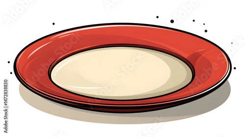 Illustration of an Empty Cartoon Plate with Hungry Symbol - Ideal for Food Blogs and Menus