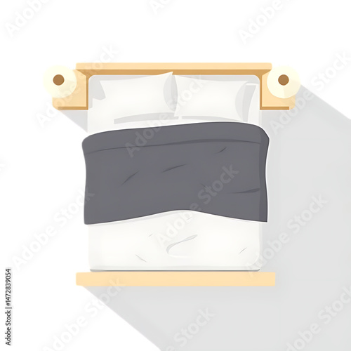 Fototapeta Naklejka Na Ścianę i Meble -  Top view of a single bed and a double bed. Interior design furniture template