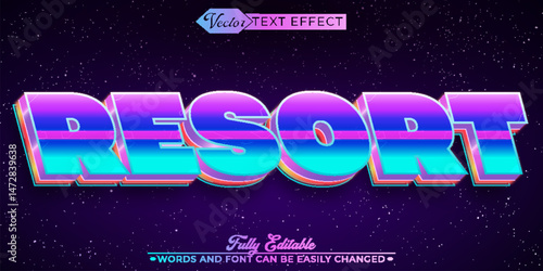 Colorful Resort Vector Editable Text Effect Template