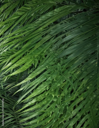 Intricate veins, vibrant green, tropical palm leaf texture , fresh, tropical leaf