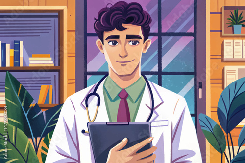 Doctor holding digital tablet, Modern healthcare technology vector, professional medical concept