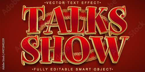 Cartoon Red Talks Show Vector Fully Editable Smart Object Text Effect