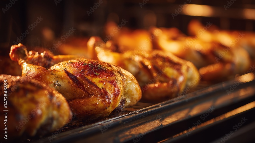 Quails roasting in the oven Quails roasting in the oven