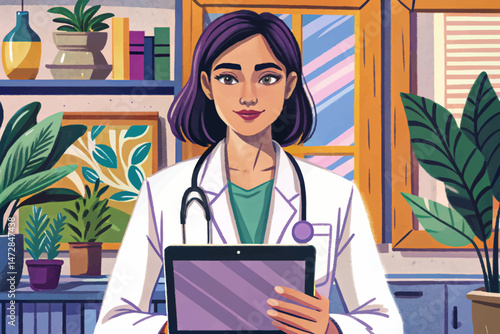 Doctor holding digital tablet, Modern healthcare technology vector, professional medical concept