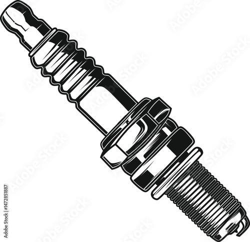 black and white spark plug high definition vector
