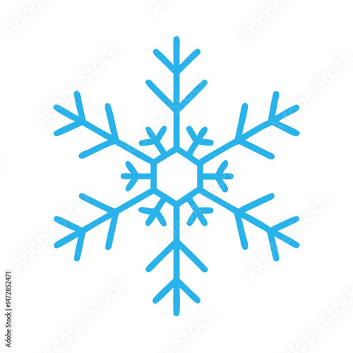 Hexagonal Snowflake with Hollow Center in Blue Color  