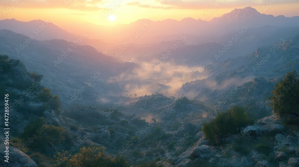 Fototapeta premium Majestic mountain range at sunrise