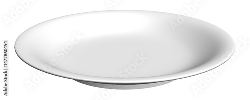 Simple White Ceramic Bowl Isolated on Black Background