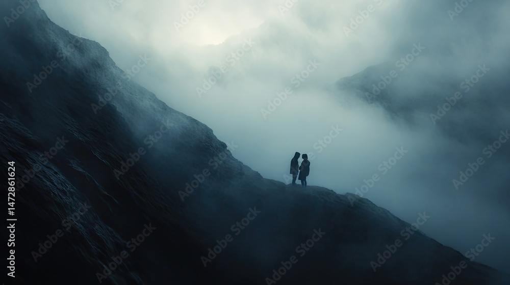 Fototapeta premium a thick fog rising from a valley