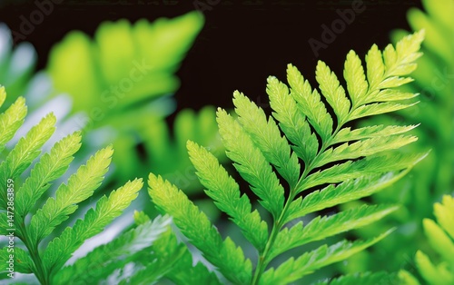 Lush Green Fern Leaves Basking in Soft Sunlight in a Natural Setting