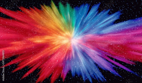 Colorful Explosion of Energy in Deep Space Showcasing Vibrant Hues and Cosmic...
