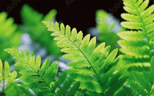 Vibrant Green Fern Leaves Basking in Natural Sunlight in a Lush Garden