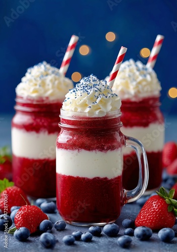 Refreshing Red, White and Blue Milkshakes Perfect for Summer Gatherings and F...