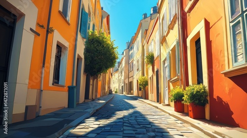Charming European alleyway
