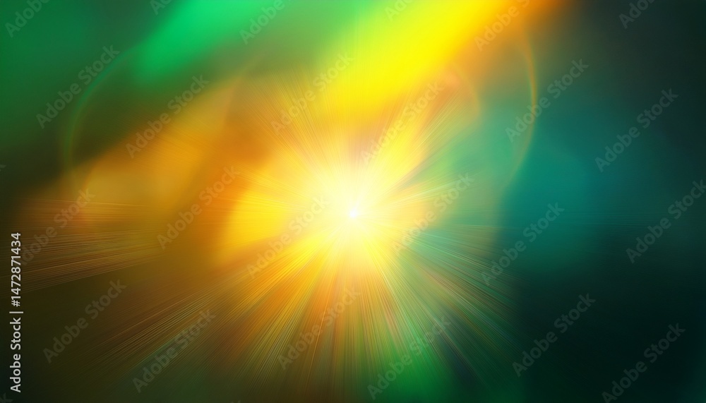 Obraz premium psychedelic fantasy blurred flaring texture defocused leak multicolor green yellow rays rainbow flickers beam lens flare on art light background